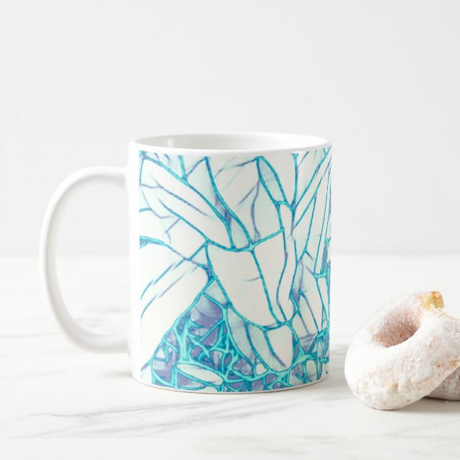 Taza De Café Flora Azul Y Blanca Aqua (Con donut)