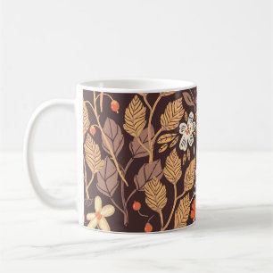 Taza De Café Flora de Otoño: Patrón vintage sin foco