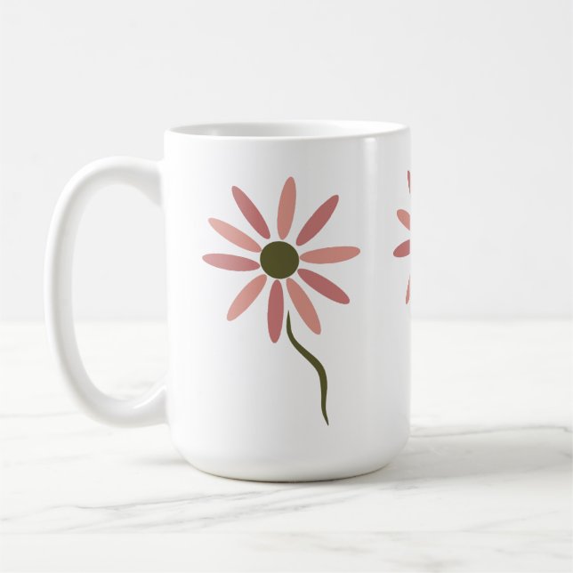 Taza De Café Flora Funky - diseño de flor abstracta estilizada (Izquierda)