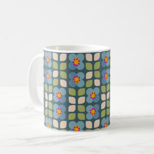 Taza De Café FLORA RUBOR - Floral Blue and Green Mug
