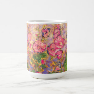 Taza De Café floración de los hollyhocks