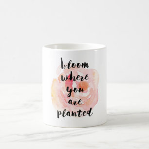 Taza De Café Floración donde usted está acuarela plantada sub