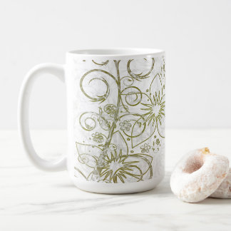 Taza De Café Floral, 15 oz