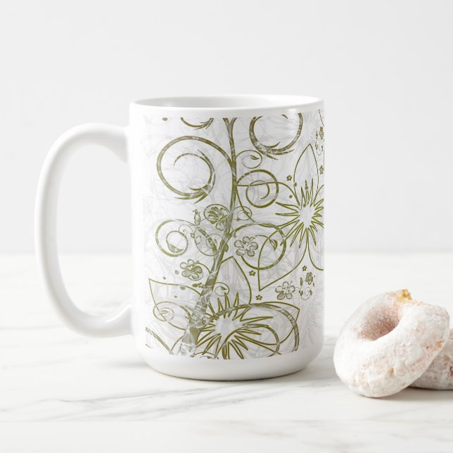 Taza De Café Floral, 15 oz (Con donut)