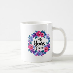 Taza De Café Floral 96 años 96 cumpleaños mujeres divertido 96