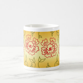 Taza de café floral abstracta