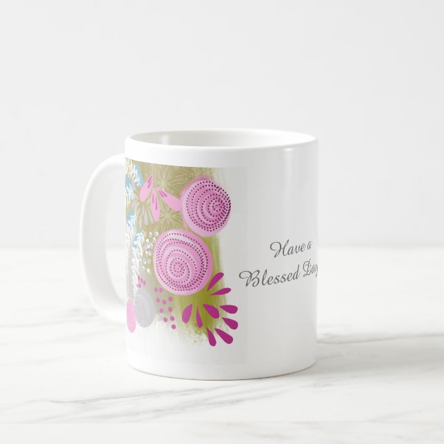 Taza De Café Floral Abstracto Personalizado (Anverso izquierdo)