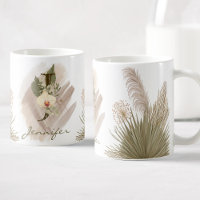 Floral acuarela Boho Personalizado Monograma Nombr