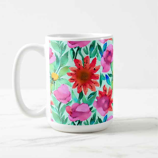 Taza De Café Floral acuarela de bonito (Izquierda)