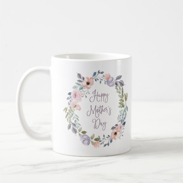 Taza De Café Floral acuarela de bonito | Feliz Día de la Madre (Izquierda)