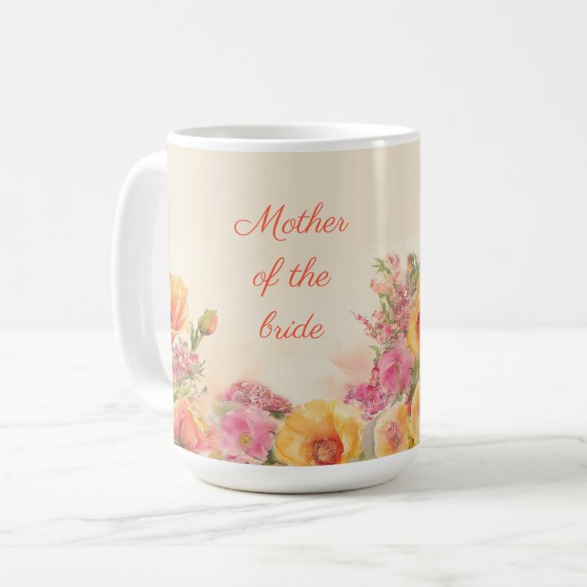 Taza De Café Floral acuarela madre de la novia (Anverso izquierdo)