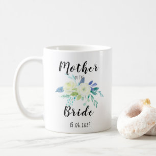 Taza De Café Floral acuarela madre de novia personalizada