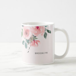 Taza De Café Floral acuarela Rubor rosa hermoso