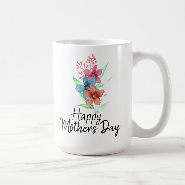 Taza De Café Floral acuática feliz día de la madre (Derecha)