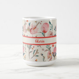 Taza De Café Floral acuática personalizada