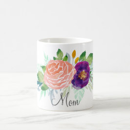 Taza De Café Floral acuática rosa y púrpura