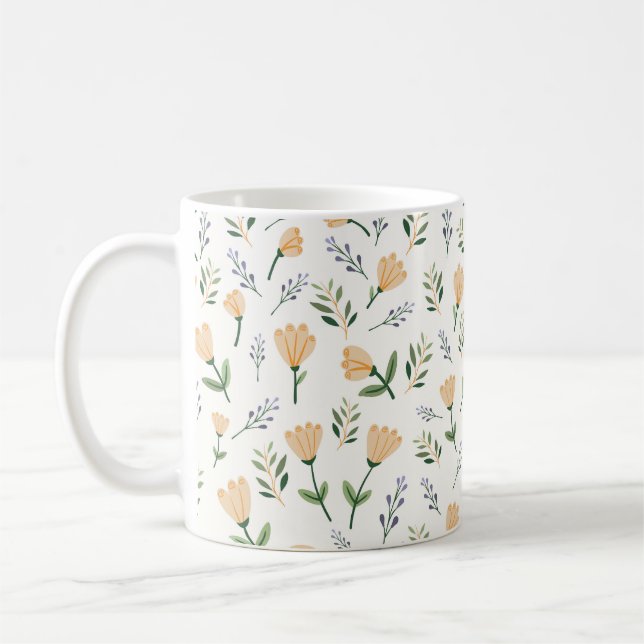 Taza De Café Floral amarilla moderna (Izquierda)