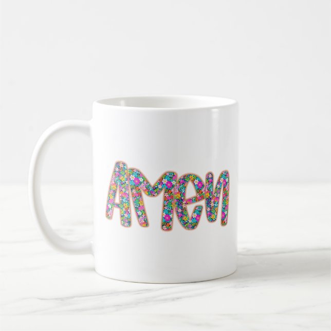 Taza De Café Floral Amen (Izquierda)