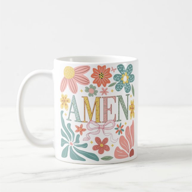 Taza De Café Floral Amen Art (Izquierda)
