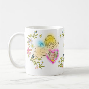 Taza De Café Floral Ángel Forma de corazón Foto Cute