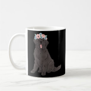 Taza De Café Floral Black Newfie Newfoundland Dog Mom