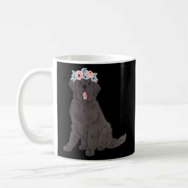 Taza De Café Floral Black Newfie Newfoundland Dog Mom (Izquierda)