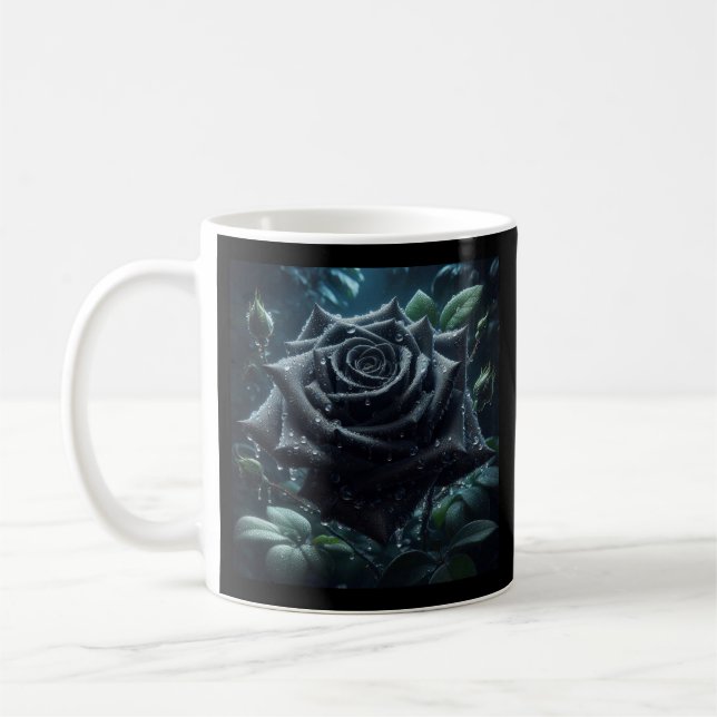 Taza De Café Floral Black Rosa (Izquierda)