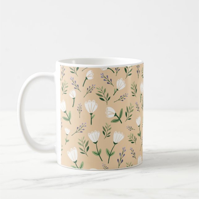 Taza De Café Floral blanco moderno