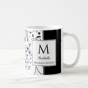 Taza De Café Floral Blanco Negro Personalizado PRECIOSO PARA DI