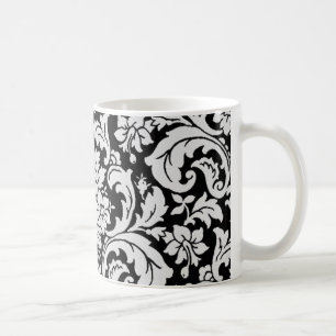 Taza De Café Floral blanco y negro