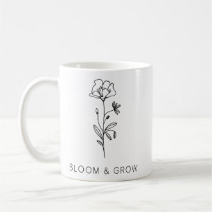 Taza De Café Floral Bloom - Elegante Silhouette de Naturaleza