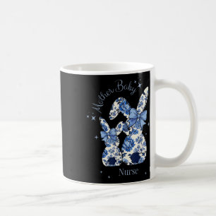 Taza De Café Floral Blue Coquette Bow Bunny Easter Mother