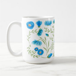 Taza De Café Floral blue folk art pattern