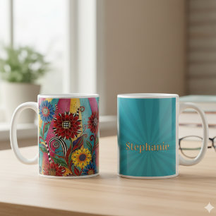 Taza De Café Floral Boho Caprichoso – Regalo de Cumpleaños Vibr