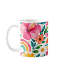 Taza de café floral boho colorida - Abstracto vibr