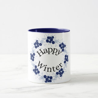 Taza De Café Floral Bonita De Invierno Feliz
