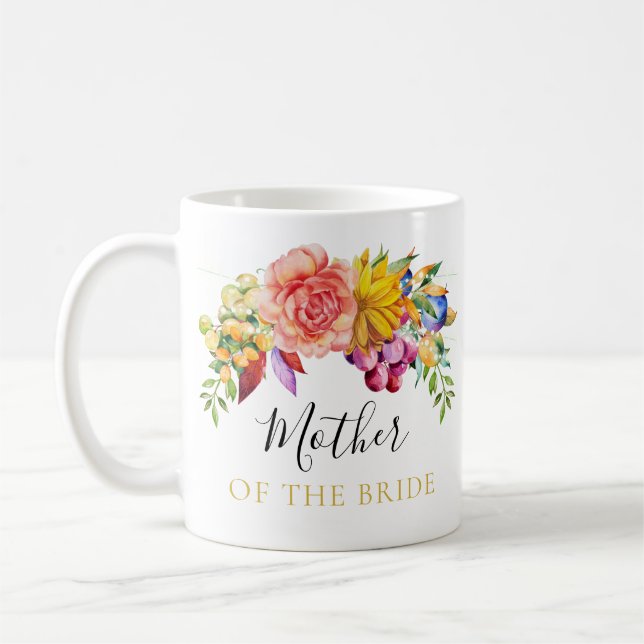 Taza De Café Floral Bouquet Madre de la novia (Izquierda)