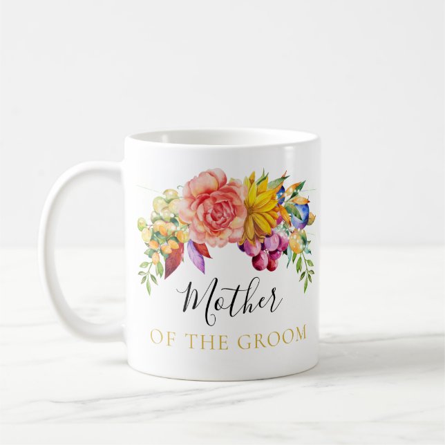 Taza De Café Floral Bouquet Madre del Groom (Izquierda)