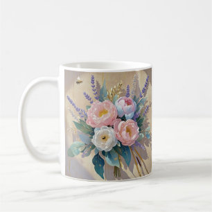 Taza De Café Floral Bouquet peonies lavender