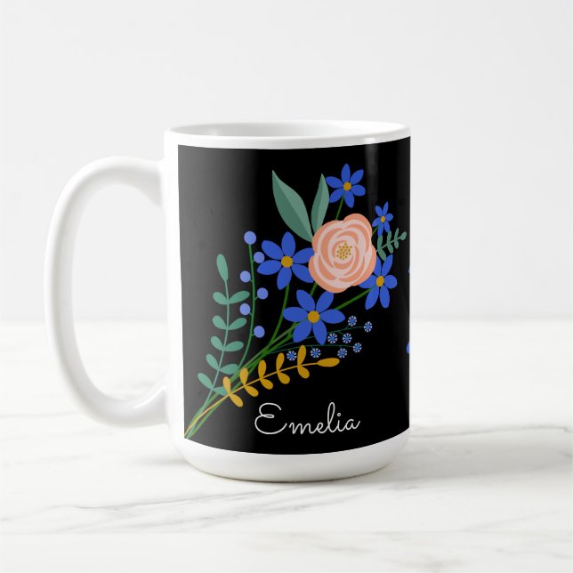 Taza De Café Floral Bouquet Personalizado Mug (Izquierda)