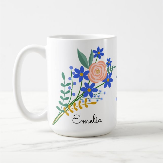 Taza De Café Floral Bouquet Personalizado Mug (Izquierda)