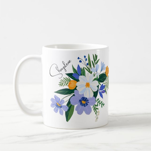Taza De Café Floral Bouquet Purple Naranja (Izquierda)