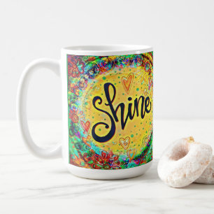 Taza De Café Floral Brillo Bonito diversión Inspiradora Amarill