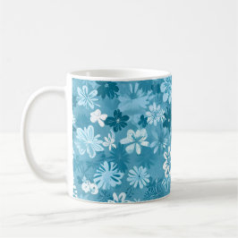 Taza De Café Floral Brisa Oceánica Botánico Turquesa