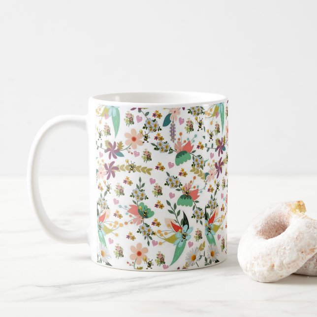 Taza De Café Floral Bumblebee Mug (Con donut)