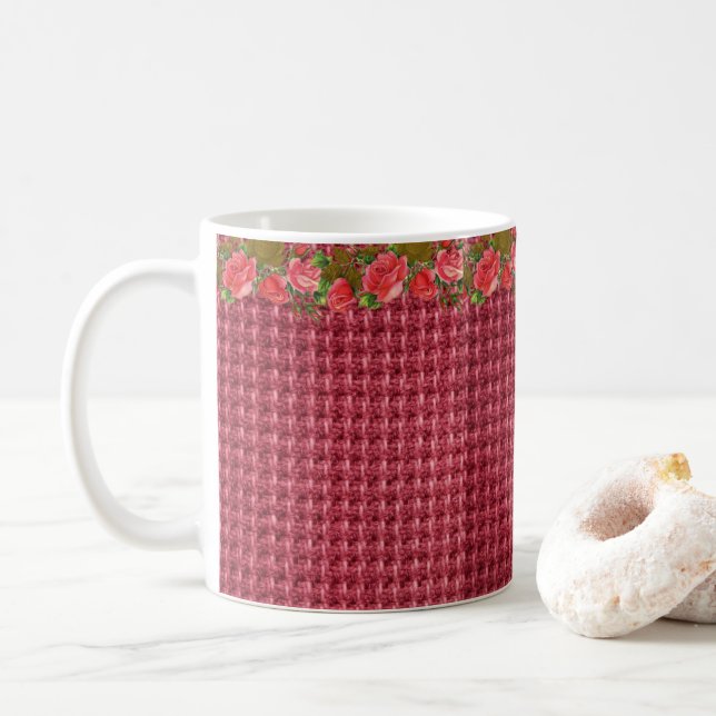 Taza De Café Floral Burgundy Mug (Con donut)