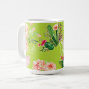 Taza De Café Floral Cactus Elegant