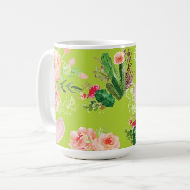 Taza De Café Floral Cactus Elegant (Anverso izquierdo)