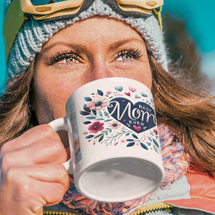 Taza De Café Floral cardíaca de bonito 2 foto mejor mamá de tod