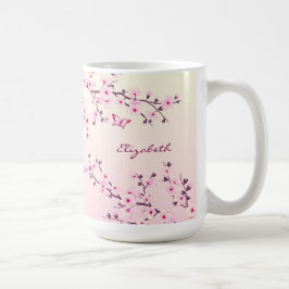Taza De Café Floral Cerezo Blossom Monograma Girona rosa